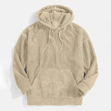 Riolio Autumn Winter Men's Sweatshirts Thickened Corduroy Long Sleeve Solid Kangaroo Pocket Shoulder Hoodie
