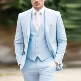 Riolio  3-Piece Men's Classic Suit Peak Lapel Blazer Vest Pant Slim Fit Elegant Matching Men's Formal Wear Ensemble