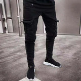 Riolio Fashion Street Style Ripped Skinny Jeans Men Vintage wash Solid Denim Trouser Mens Casual Slim fit pencil denim Pants hot sale