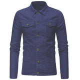 Riolio men cowboy outfit Men's Denim Shirt Spring Summer Men Pure Color Casual Slim Fit Shirts Thin Style Turn Down Collar Shirt