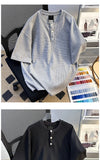 Riolio American Retro Henry Neck Short-sleeved T-shirt Korean Style Fashion Waffle Loose Niche Design Sense Casual T-shirt Trendy Top