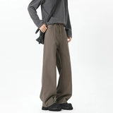 Riolio Straight Leg Cotton Pants Semi Elastic Waistband Classic Solid Business Casual Mens Office Comfortable Wholesale Trousers