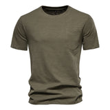 Riolio 100% Cotton Men's T-shirts Single Pocket Fashion Solid Color Casual Tshirts for Men Brand Quality Tops Tees New Summer