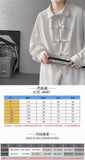 Riolio Men's Dial Buckle Solid Long Sleeve Shirt Chic Pleated Decor 2024 Spring New Loose Casual Traditional Chinese Style Clothing