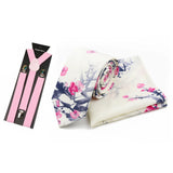 Riolio  Men's High Quality 6.5cm Floral Leaves Cotton Tie Handkerchief Suspender Set Novel Gentleman Artistic Wedding Accessories Gifts