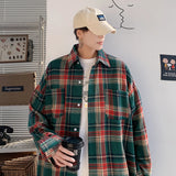 Riolio Harajuku Long Sleeve Plaid Shirts Men Big Size M-5XL Autumn Chic Loose Vintage High Street All-match Gentleman Camisa