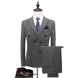 Riolio  New Double-Breasted Business Dinner Party Formal Suit Vest Pants Three-Piece Set Slim Fit Men's Western Wear Ensemble