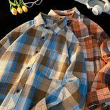 Riolio Plaid Casual Men's Shirts Clothing Men Shirt Long Sleeve Social Men's Casual Shirts Top Cool Things 5XL Big Size Autumn New