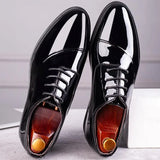 Riolio PU Patent Leather Shoes for Men Oxfords Lace Up Male Wedding Party Office Work Shoes Elegant Designer Brand Dress Shoes for Men