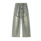 Riolio  Jeans men 2025 New Style Mens Baggy Jeans Distressed Washed Denim Trousers Creative Pockets Design Hip Hop Casual Wear