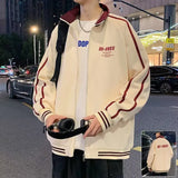 Riolio  Collar jacket for men Spring and Autumn new style handsome cardigan for teenagers and students hoodie American casual jacke
