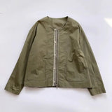 Riolio Japanese Niche High-end Jacket Korean cityboy wear 2025 New Military Green Tops for men Women's Spring Clothes simple O-neck top