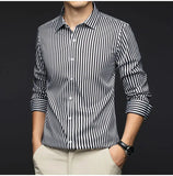 Riolio  Smart Casual Autumn Winter New Shirts Men Lapel Striped Single Breasted Korean Trend Fashion All-match Slim Long Sleeve Tops