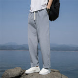 Riolio Summer Men's Trousers Cotton Thin Soft Linen Fashion Casual Pants Solid Color Breathable Loose Straight Pants Streetwear