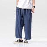 Riolio Men's Summer Thin Casual Pants Japanese Loose Ice Silk Wide Leg Pants Quick-drying Sports Pants Black Gray 3XL 4XL 5XL