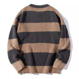 Riolio  Autumn Men's O-Neck Striped Sweater Casual Men Warm Cashmere Knitted Pullover Men Classic Loose Knitwear Sweaters Clothing