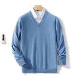 Riolio  Men's Cashmere Warm Pullovers Sweater V Neck Knit Autumn Winter Fit Tops Male Wool Knitwear Jumpers Bottoming shirt Plus Size