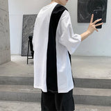 Riolio  Patchwork Short Sleeved T-shirt Men Summer Youth New Loose Quarter Sleeves Korean Trend Simplicity Fashion Half Sleeve Tops