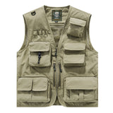 Riolio Outdoor Casual Fishing Vest Photography Spring and Autumn Men's Vest Multi-Pocket Tooling Quick-Drying Vest Cotton Workwear