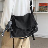Riolio  Canvas messenger bag men's large-capacity simple messenger bag leisure ins student book shoulder bag boys' satchel