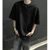 Riolio Summer Short Sleeved T-shirt Men Oversized Fashion Black Casual T Shirt Men Streetwear Korean Loose White T Shirt Mens Top