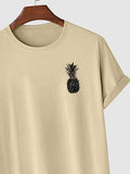 Riolio Cotton Short Sleeve T-shirts for Men Tropical Pineapple Pattern Basic Tees Summer Streetwear Essential Tops Z4993509