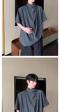Riolio Retro New Chinese Style High-end Shirt Short-sleeved Men Women Korean Style Summer Fashion Irregular Button Design Top Urban