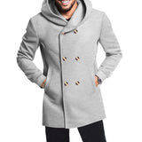 Riolio New Men's Mid length Slim Fit Windbreaker Hooded Casual Solid Coat