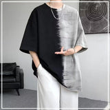 Riolio  Summer Gradient Color Casual Loose American Style Trend Creative Splicing Handsome Chaopai Heavyweight Men's Clothing Tees