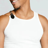Riolio  New Fashion Buttoned Straps Tank Tops Sexy Mens Clothing Slim Elastic Sleeveless Vest Men Stylish Pure Color Bottoming Camisoles