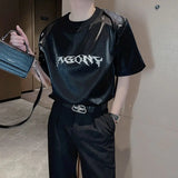 Riolio Summer High Street Men and Women Trendy Personalized Letter Printed Round Neck Short Sleeve Couple Harajuku Casual T-shirt Top