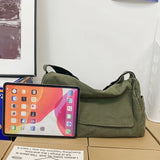 Riolio Large Canvas Bag For Women Solid Color Japanese Shoulder Bag Shopping Commuter Messenger Bag Crossbody Bag
