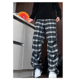 Riolio  casual pants  men 2025 New Autumn Men Plaid Pants Loose Straight Leg Casual Trousers Trendy Youth Fashion Comfortable