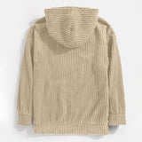 Riolio Autumn Winter Men's Sweatshirts Thickened Corduroy Long Sleeve Solid Kangaroo Pocket Shoulder Hoodie