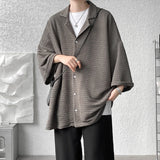 Riolio Ice Silk Shirt Men's High Quality Summer Fashion Brand ins 5-sleeve shirt loose casual masculina camisas hombre