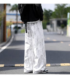 Riolio  Jeans Mens Classic Straight Leg Jeans White Tie Dye Denim Pants Unisex Fashion Casual Trousers Streetwear Hip Hop Style Washed