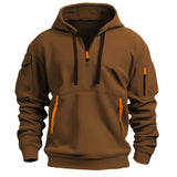 Riolio  Spring Autumn Men's Pullover Hoodies Fashion Mens Solid Color Multi-pocket Hooded Coats Mens Sports Zipper Sweatshirts Clothing