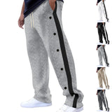 Riolio  New men's textured jacquard single-breasted strips loose large-size casual pants versatile sweatpants