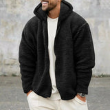 Riolio  Men's Autumn and Winter Double-Sided Fleece Warm Jacket  Loose Hooded Casual Jacket
