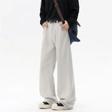 Riolio  White Jeans Men Straight Leg Drag Pants Classic Plain Denim Trousers Unisex Neutral Minimalist Jeans Wholesale Fashion 2025