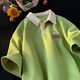 Riolio Hip Hop American Street Men and Women Trendy Personality Polo Shirt Short sleeved Summer Waffle Vintage Casual Top harajuku y2k