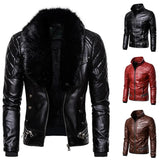 Riolio New Design Motorcycle Bomber Add Wool Leather Jacket Men Autumn Turn Down Fur Collar Removable Slim Fit Male Warm Pu Coats