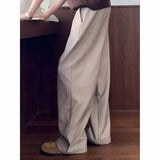 Riolio  Men's American Retro Old Money Style Striped Trousers Loose Drapey Wide-leg Casual Pants