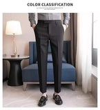 Riolio English Gentleman's Coffee Color Business Suit Pants Casual Draped Trousers For Men Fashionable Spring Autumn Small Foot