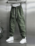 Riolio  Summer Fashion New Men Breathable Casual Trousers Loose Tying Feet Versatile Simple Solid Color Harem Pants