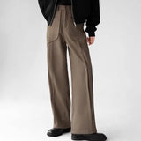 Riolio Korean Elegant Pants Fake Pocket Decoration Wide-leg Pants Autumn New American Style Design Sense Spliced Straight Suit Trousers