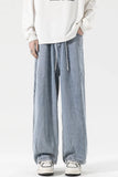 Riolio  Light Blue Baggy Jeans for Men Elastic Waist Relaxed Fit Wide Leg Trousers Street Fashion Hip Hop Cargo Pants Men Autumn