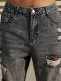 Riolio  Men's All-Season Gray Ripped Loose-Fit Jeans