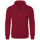 Riolio Men's casual sports zipper stand collar hoodie coat men's solid color cardigan