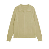 Riolio New American Retro Men Polo Sweater Luxury Trendy Jacquarded V Neck Knit Solid Color Pullover Leisure Loose Long Sleeve Knitwear